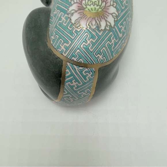 Vintage Asian Katami Cloisonné Hand Painted Sleepy Cat Blue/Pink/Gold - Picture 5 of 9